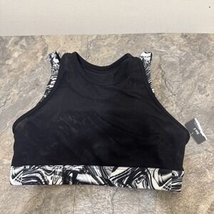Everlast Sports Bra Womens Size Small S Black White Padded Mesh Layered NWT